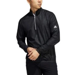 Adidas 2022 Deboss Quarter Zip Pullover -Callaway Golf Shop adidas 2022 deboss quarter zip pullover black back itempicture