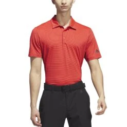 Adidas Ottoman Stripe Polo -Callaway Golf Shop adidas 2023 ottoman stripe polo bright red collegiate navy model front itempicture