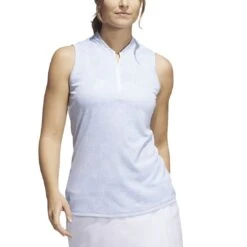 Adidas Women's Essentials Sleeveless Polo -Callaway Golf Shop adidas 2023 womens essentials sleeveless polo wonder blue front itempicture