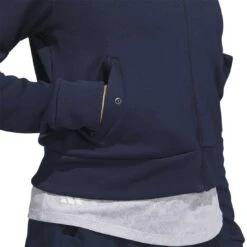 Adidas 2023 Women's Knit Bomber Jacket -Callaway Golf Shop adidas 23 womens knit bomber jacket collegiate navy detail2 itempicture