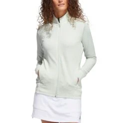 Adidas Women's Textured Full Zip Jacket -Callaway Golf Shop adidas fw22 womens textured full zip jacket linen green itempicture