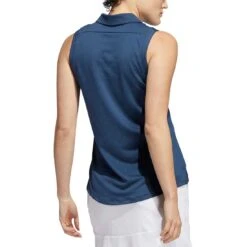 Adidas FW22 Women's Textured Sleeveless Polo -Callaway Golf Shop adidas fw22 womens textured sleeveless polo crew navy back itempicture