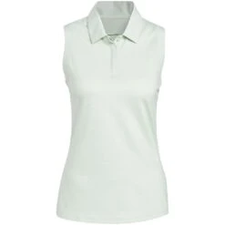Adidas FW22 Women's Textured Sleeveless Polo -Callaway Golf Shop adidas fw22 womens textured sleeveless polo linen green front itempicture