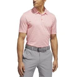 Adidas Ottoman Stripe Polo -Callaway Golf Shop adidas ottoman stripe polo semi turbo white model front itempicture