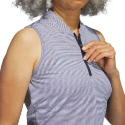 Adidas Women's Two Color Ottoman Sleeveless Polo 15 Adidas Women's Two Color Ottoman Sleeveless Polo -Callaway Golf Shop adidas ss23 w two color ottoman sleeveless polo collegiate navy detail2 itempicture