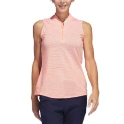 Adidas Women's Two Color Ottoman Sleeveless Polo 19 Adidas Women's Two Color Ottoman Sleeveless Polo -Callaway Golf Shop adidas ss23 w two color ottoman sleeveless polo coral fusion itempicture