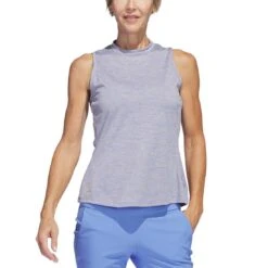 Adidas Women's Heathered Essentials Mock Sleeveless -Callaway Golf Shop adidas ss23 womens heathered essentials mock blue fusion itempicture