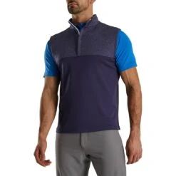 FootJoy Heather Yoke Half Zip Vest -Callaway Golf Shop footjoy heather yoke half zip vest navy front itempicture