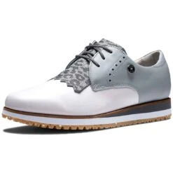 FootJoy Women's Sport Retro Golf Shoes White/Light Grey -Callaway Golf Shop footjoy womens sport retro golf shoes white light grey toe itempicture