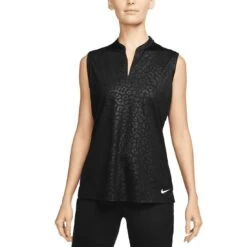 Nike Women's Dri-FIT Victory Embossed Sleeveless Polo -Callaway Golf Shop nike womens dri fit victory embossed sleeveless polo black itempicture