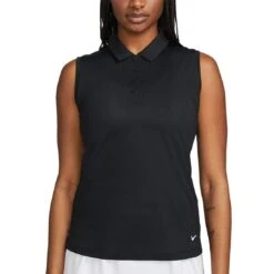 Nike Women's Dri-FIT Victory Sleeveless Polo -Callaway Golf Shop nike womens dri fit victory sleeveless polo black front itempicture