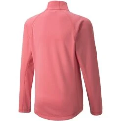 Puma Girls Quarter Zip Pullover -Callaway Golf Shop puma 2021 girls quarter zip pullover parfait pink back itempicture