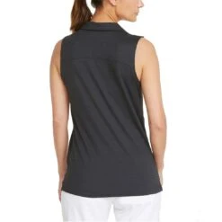Puma Women's CLOUDSPUN Coast Sleeveless Polo -Callaway Golf Shop puma 2022 womens cloudspun coast sleeveless polo black back model itempicture