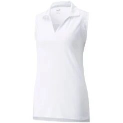 Puma Women's CLOUDSPUN Coast Sleeveless Polo -Callaway Golf Shop puma 2022 womens cloudspun coast sleeveless polo white itempicture