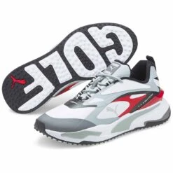 Puma GS-Fast Golf Shoes White/High Rise/High Risk Red -Callaway Golf Shop puma gs fast golf shoes white high rise high risk red 376357 04 pair itempicture